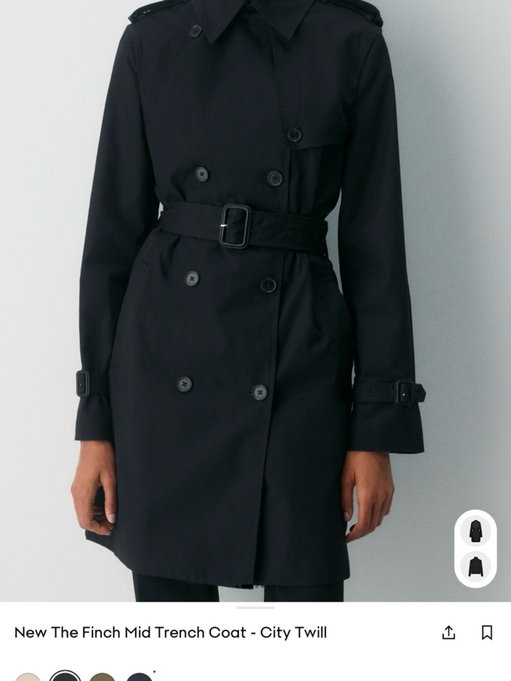 SOLD Aritzia Black Mid Trench Coat with Belt